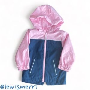 Swiss Tech Lightweight Lined Pink Navy Hooded Jacket Baby Girl Size 18M